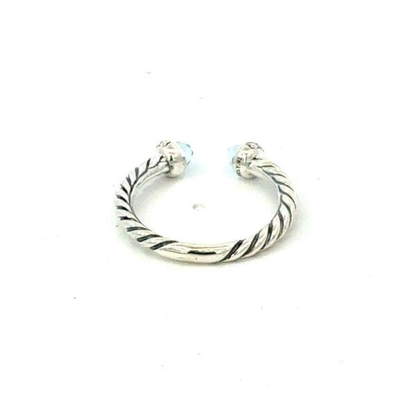 David Yurman Diamond Prasiolite Ring Size 8 Sterling Silver Estate DY600 - Picture 4 of 9